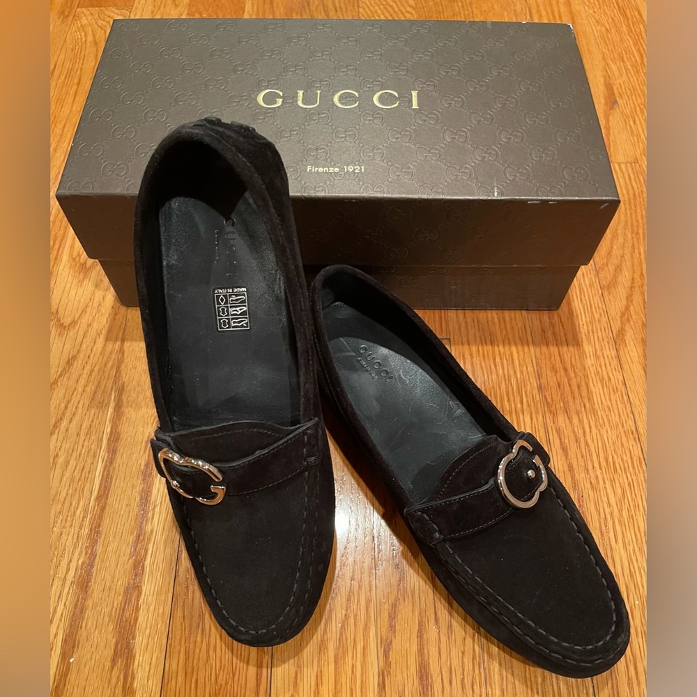 GUCCI Sachalin Sport Black Suede Women’s Loafers Shoes